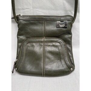 Tignanello Women's Small Sage Green Leather Crossbody Shoulder Bag Handbag Purse